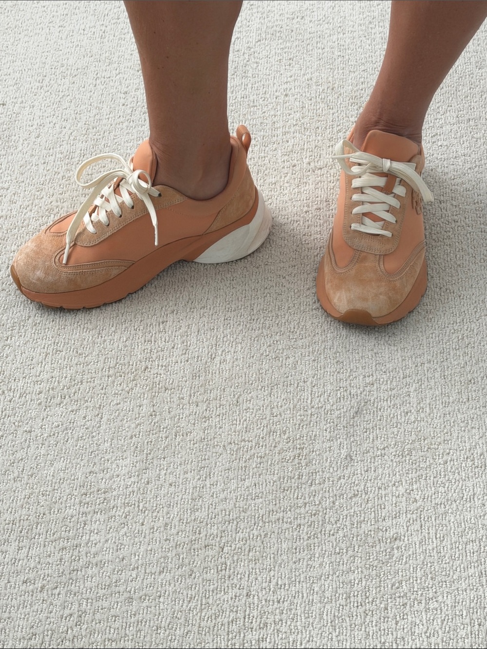 Tory Burch Peach Suede & Leather Platform Sneakers